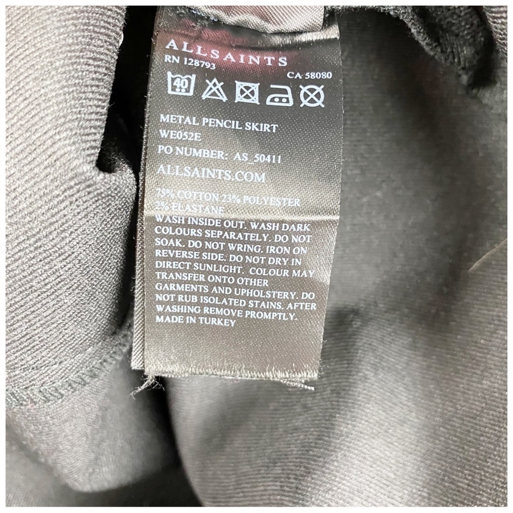 All Saints Metal Pencil Skirt‎ Size 2 - Picture 9 of 10